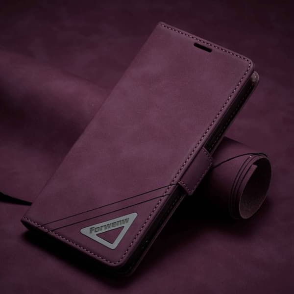 FORWENW F3-Series iPhone 14 Plus Plånboksfodral Konstläder - Vinröd