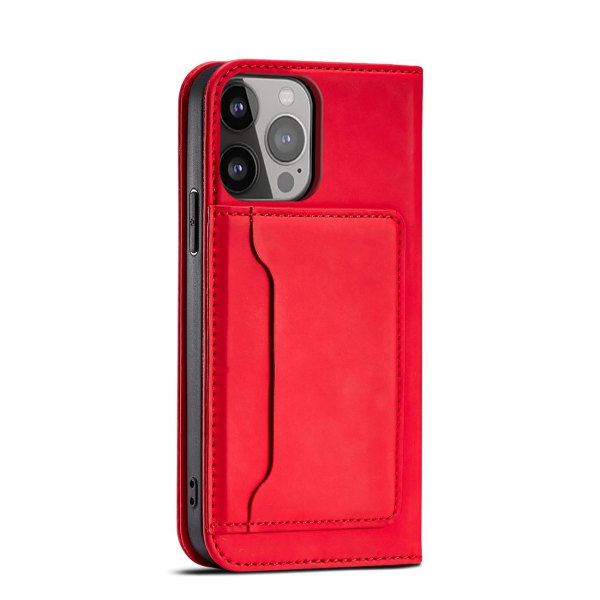 iPhone 13 Pro Max Wallet Case Magnetstativ - Rød