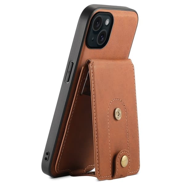 DENIOR D14 Mobilskal till iPhone 15 Plus Äkta Läder Retro - Brun