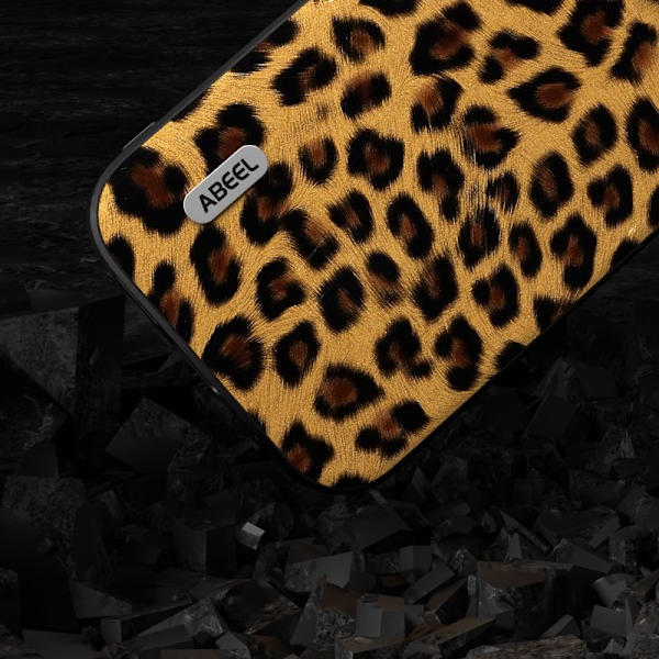 ABEEL Mobilskal till iPhone 14 Plus PU Läder Leopardmönster Guld