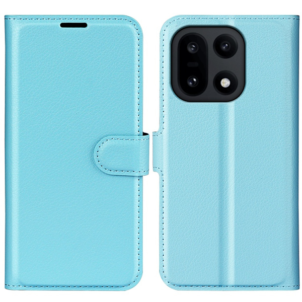 OnePlus 15 5G Plånboksfodral Litchi Shockproof Konstläder Blå