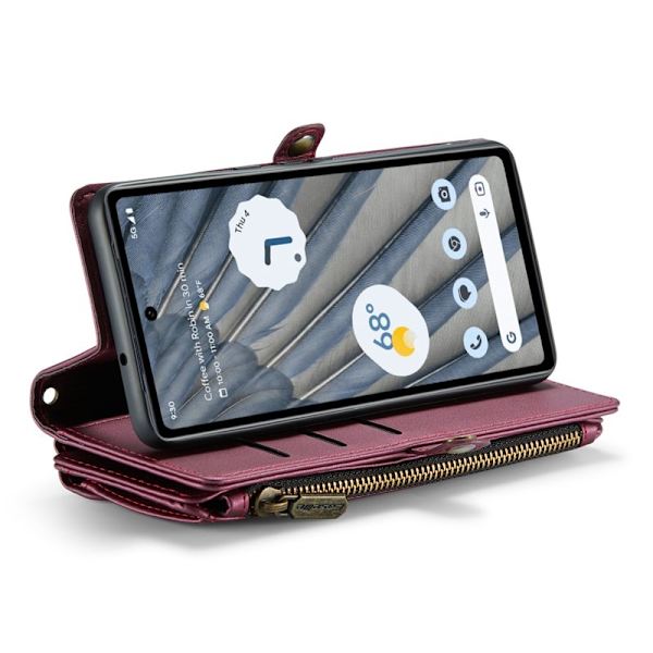 CASEME Plånboksfodral Konstläder för Google Pixel 7a - Vinröd