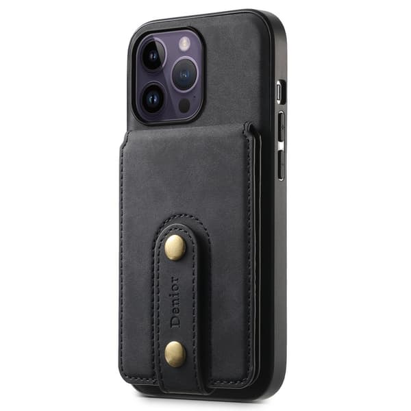 DENIOR D14 Mobilskal till iPhone 14 Pro Max Magnetiskt Läder Svart