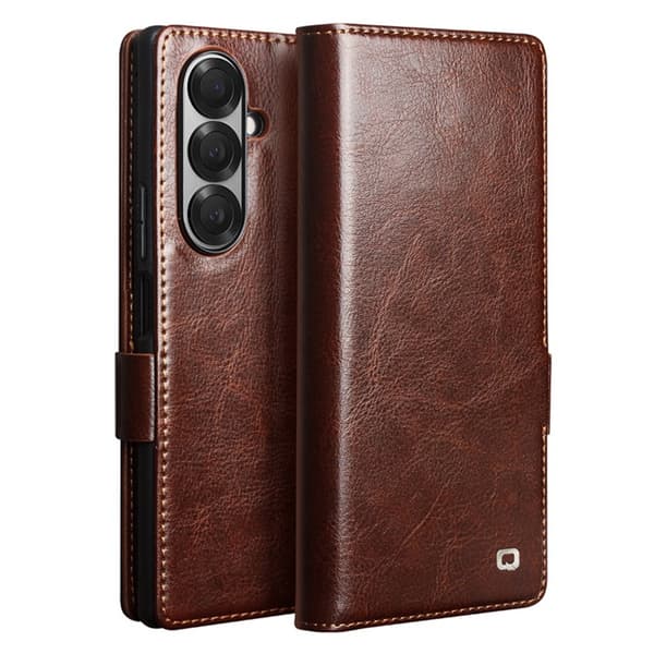 QIALINO Galaxy Z Fold 7 Plånboksfodral Äkta Läder - Brun Brun