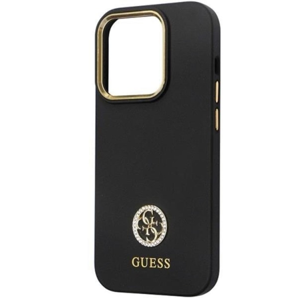 Guess iPhone 13 Pro Max Mobilcover Silikone Logo Strass 4G - Sort