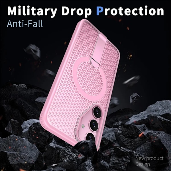 Mobilskal till Galaxy S25 FE Magsafe Grid Texture Rosa