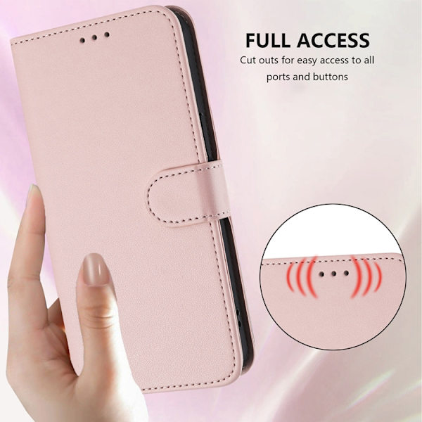 iPhone 17 Pro Plånboksfodral Läder med Handledsrem - Rosa Rosa