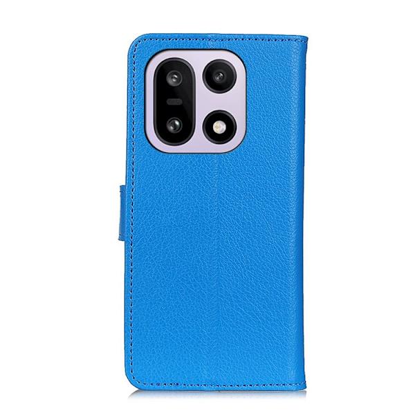 OnePlus 15 5G Plånboksfodral Litchi Texture Konstläder - Blå Blå