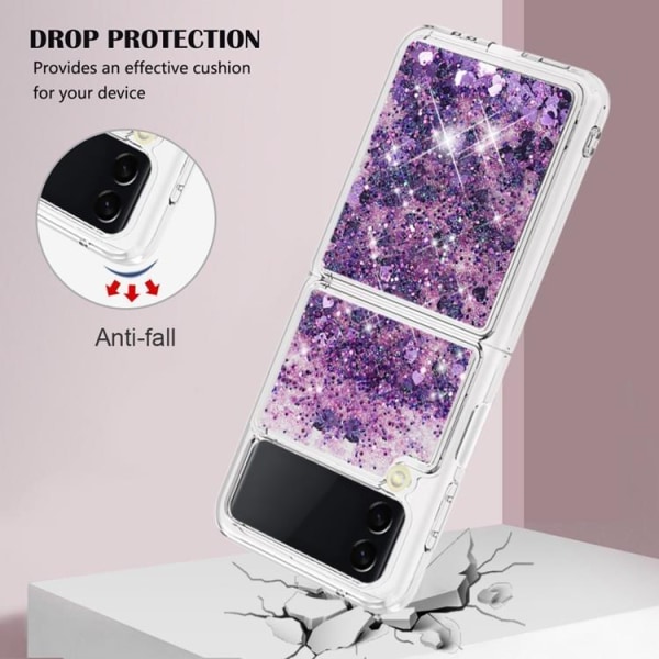 Galaxy Z Flip 4 Case nestemäinen kelluva glitter - tumman violetti