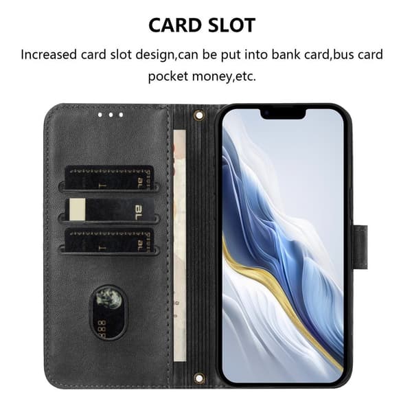 Samsung Galaxy A55 5G Plånboksfodral Retro Textur Konstläder - Svart