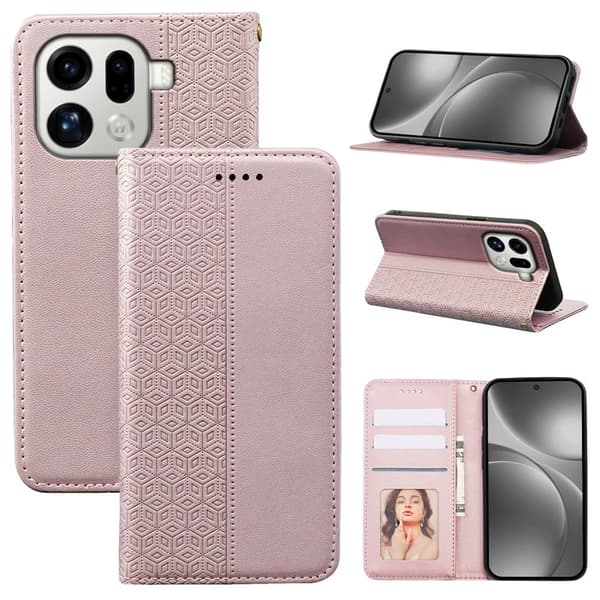 Oppo Find X9 Pro 5G Plånboksfodral Konstläder - Roséguld