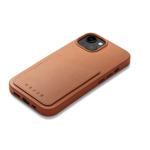 Mujjo iPhone 14 Skal Korthållare Full Läder - Tan