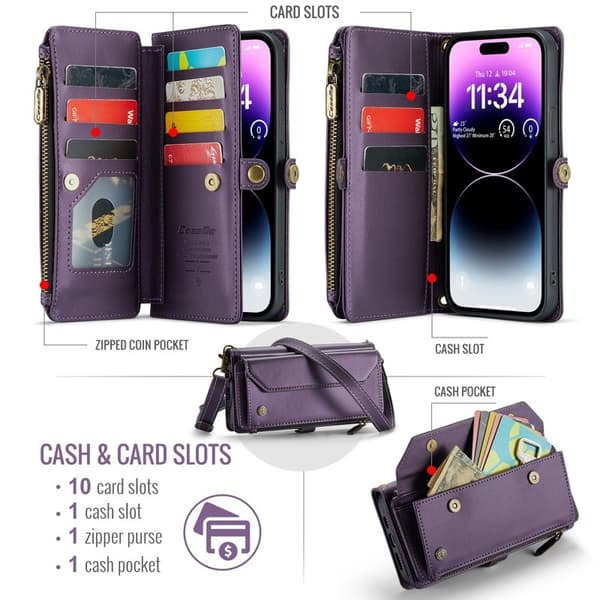 CASEME Plånboksfodral Konstläder till iPhone 14 Pro Max - Lila