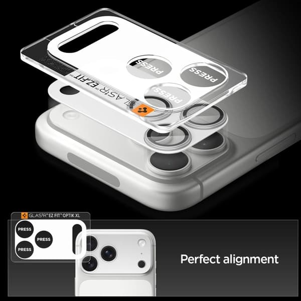 Spigen iPhone 17 Pro Max Härdat Glas Kameralinsskydd EZ Fit - Silver Silver