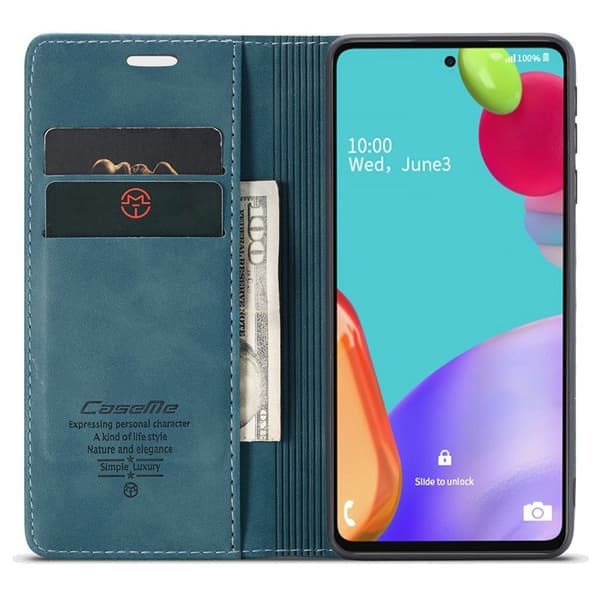 CASEME Plånboksfodral Konstläder för Samsung Galaxy A52 5G - Blå