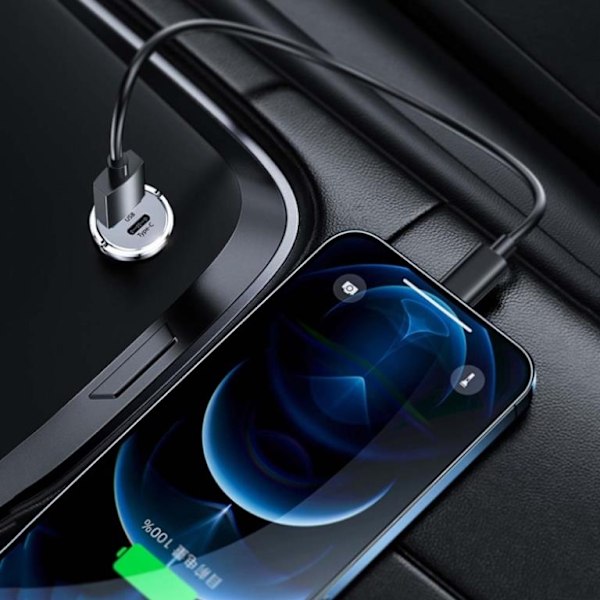 SiGN Mini Billaddare USB & USB-C, PD & Q.C3.0, 5A, 20W - Svart