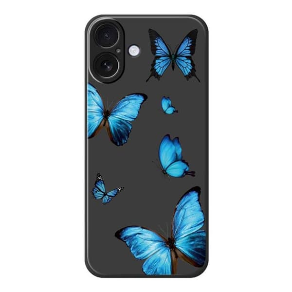 Mobilskal till iPhone 17 Blue Butterflies Pattern TPU - Svart Svart