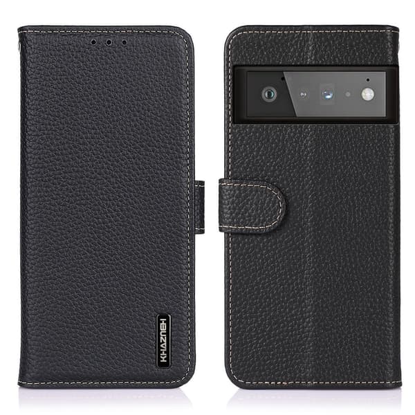 Khazneh Litchi Plånboksfodral till Google Pixel 6 Pro - Svart Black