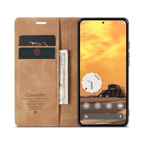 CASEME 013 Series Google Pixel 10 Pro Plånboksfodral Kortställ Konstläder Brun