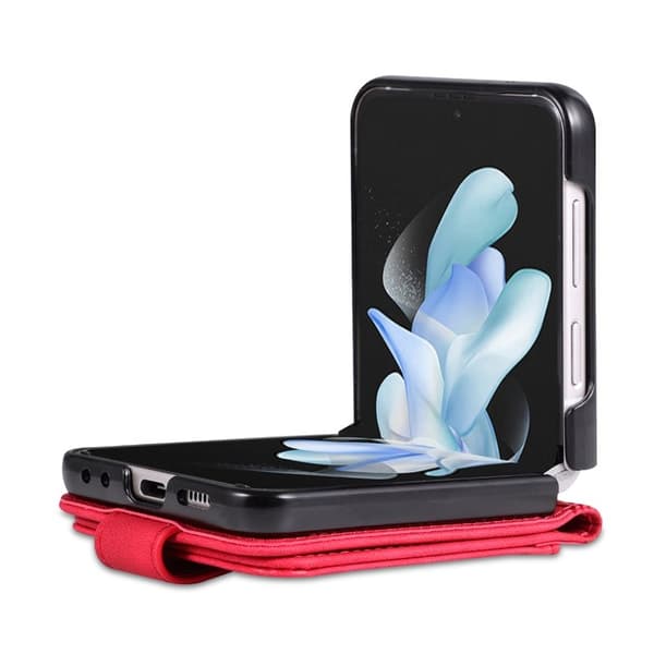 AZNS Samsung Galaxy Z Flip4 Plånboksfodral Konstläder Kortfodral - Röd