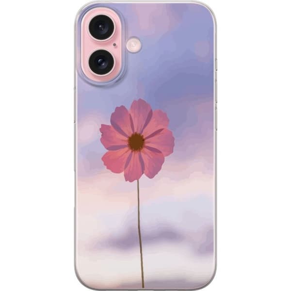 Telefontaske til Apple iPhone 16 med lyserød blomst