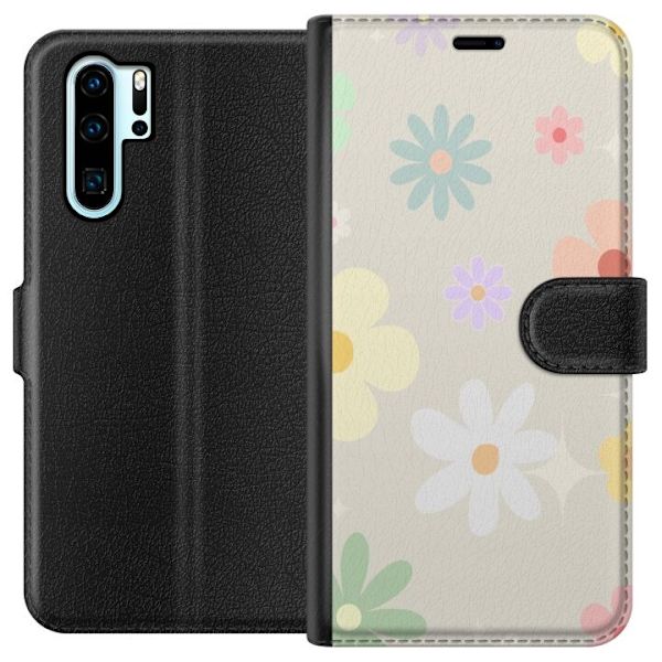 Plånboksfodral till Huawei P30 Pro med fejdande blommor