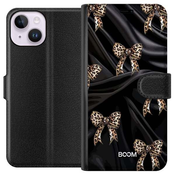 Plånboksfodral till Apple iPhone 14 med Leopard Bow