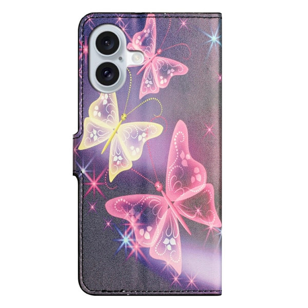 iPhone 17 Konstläder Plånboksfodral Pattern Print - Illusion Fjäril Rosa