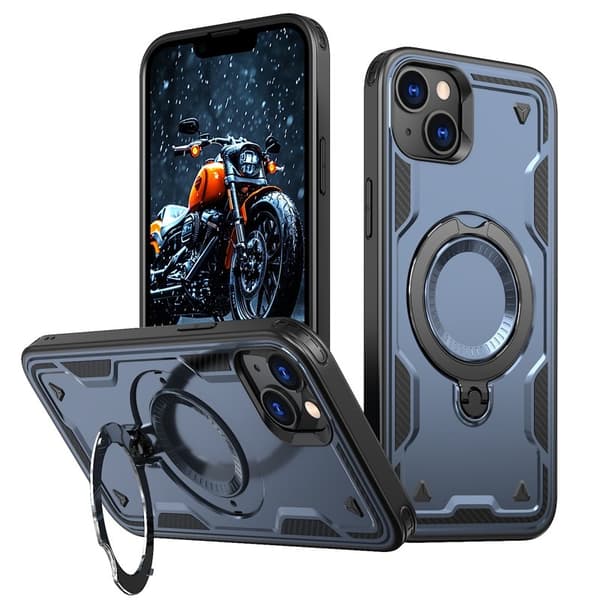Mobilskal till iPhone 14/13 Plast Militärskydd Kickstand - Blå