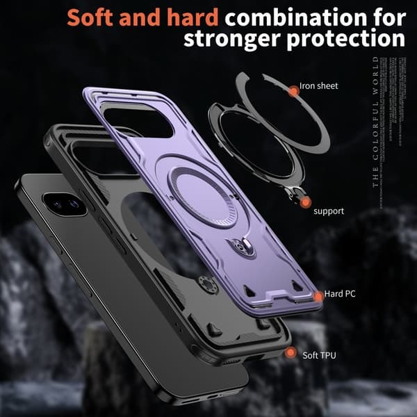 Mobilskal till Google Pixel 9a Militärskydd Plast Kickstand - Lila