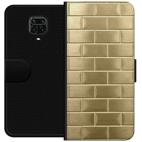 Pungcover til Xiaomi Redmi Note 9 Pro med Gyldne Mursten