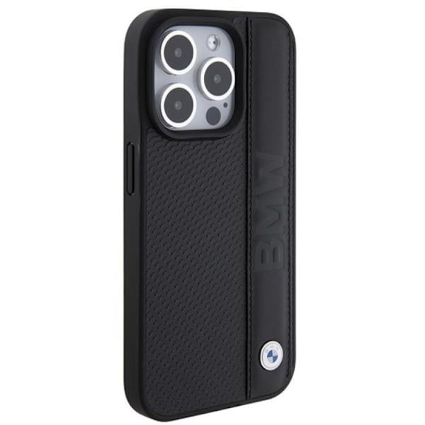 BMW iPhone 15 Pro Mobilskal Läder Textured & Stripe - Svart Svart