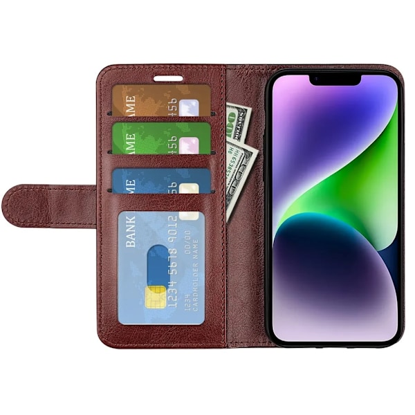iPhone 15 Plus Plånboksfodral Premium - Brun