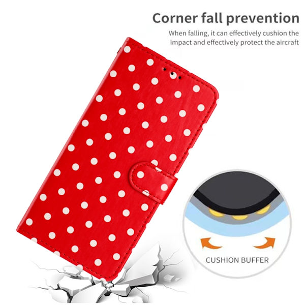 OnePlus 15 5G Plånboksfodral Polka Dot Pattern Konstläder Röd