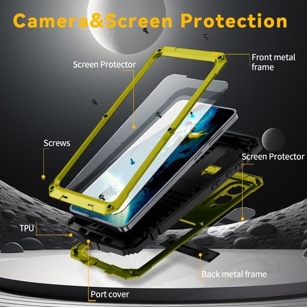 R-JUST Mobilskal till Galaxy S25 Edge PC + Silikon + Metall - Gul
