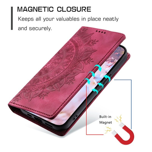 Samsung Galaxy A57 Plånboksfodral Konstläder Mönstertryck - Rosa