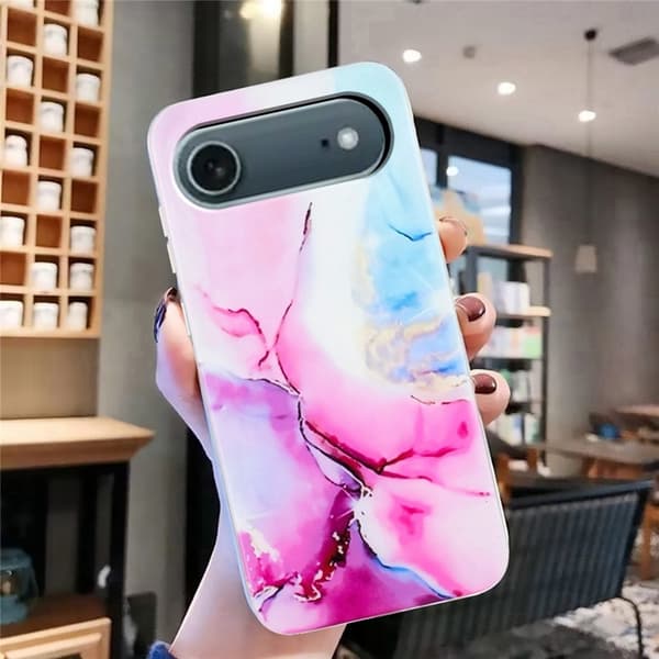 Mobilskal till iPhone Air Marble Pattern Painted TPU - Rosa/Blå Flerfärgad