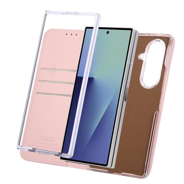 ABEEL Samsung Galaxy Z Fold7 5G Plånboksfodral RFID-Skydd Konstläder Rosa
