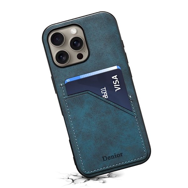 DENIOR Mobilskal till iPhone 16 Pro PU Läder + TPU + PC - Blå