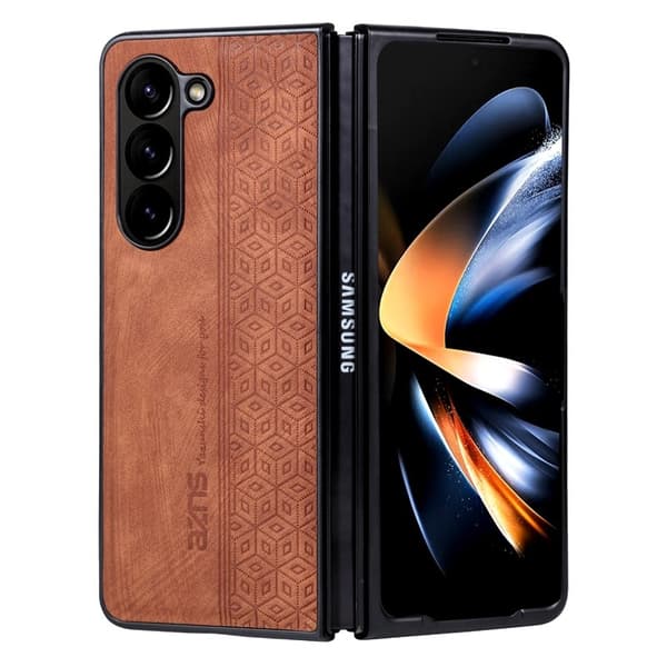 AZNS Samsung Galaxy Z Fold5 Plånboksfodral Konstläder - Brun