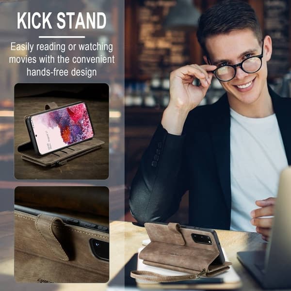 CASEME Konstläder Plånboksfodral för Samsung Galaxy S20 4G/5G - Brun