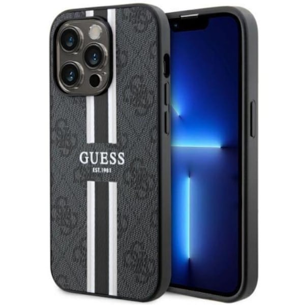 Guess iPhone 14 Pro Mobilskal MagSafe Printed Stripes Svart Svart