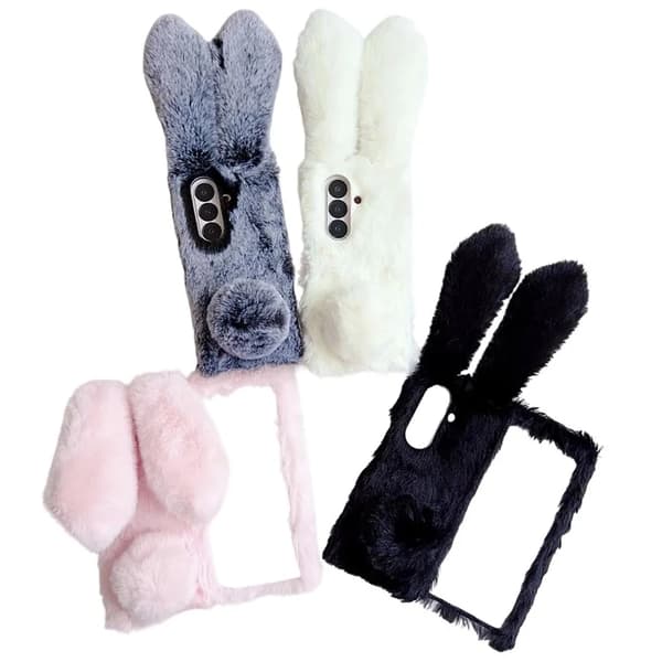 Mobilskal till Galaxy Z Fold7 5G Bunny Ears Plush Hård PC - Grå Grå