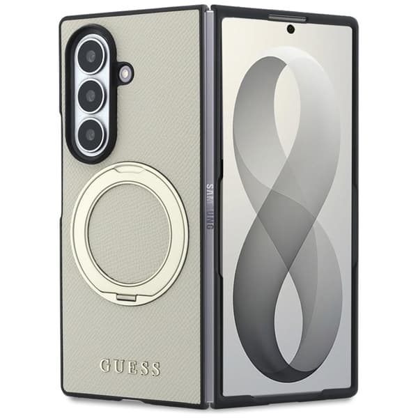 Guess Mobilskal För Galaxy Z Fold 8 Ultra MagSafe Ring Stand Grained Classic