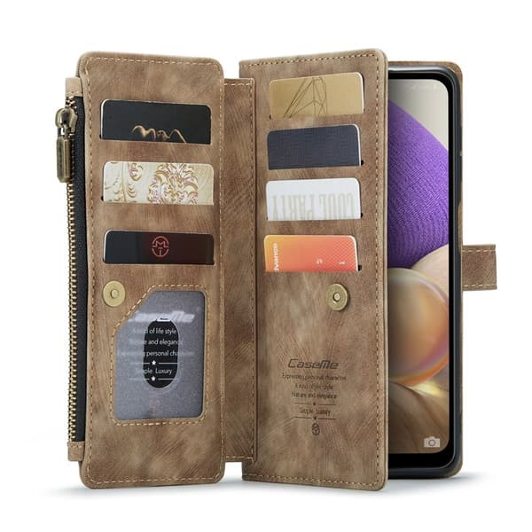 CASEME Konstläder Plånboksfodral för Samsung Galaxy A32/M32 5G - Brun