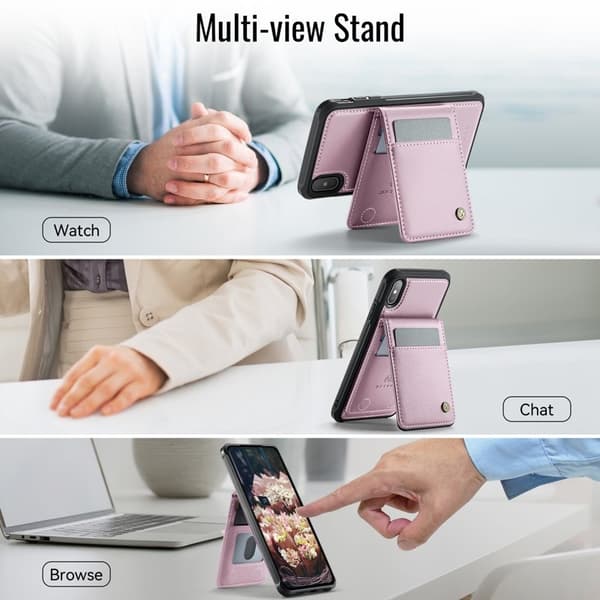 JEEHOOD J06 Mobilskal till iPhone XS Max Läder MagSafe RFID Skydd Rosa