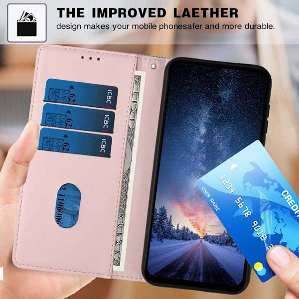 Plånboksfodral för Samsung Galaxy S26 Plus Ställfunktion Konstläder - Rosa