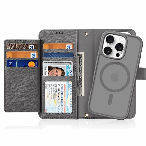 Dux Ducis iPhone 16 Pro Plånboksfodral Lawa Läder - Grå Grå