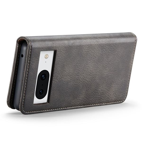 DG.MING Google Pixel 8 Äkta Läder Plånboksfodral Detachable Magnet Grå