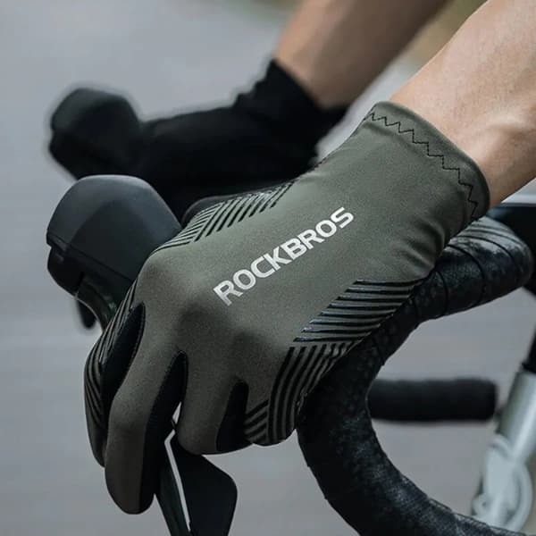 Rockbros Cykelhandsker L Stødabsorberende - Sort/Grøn Svart